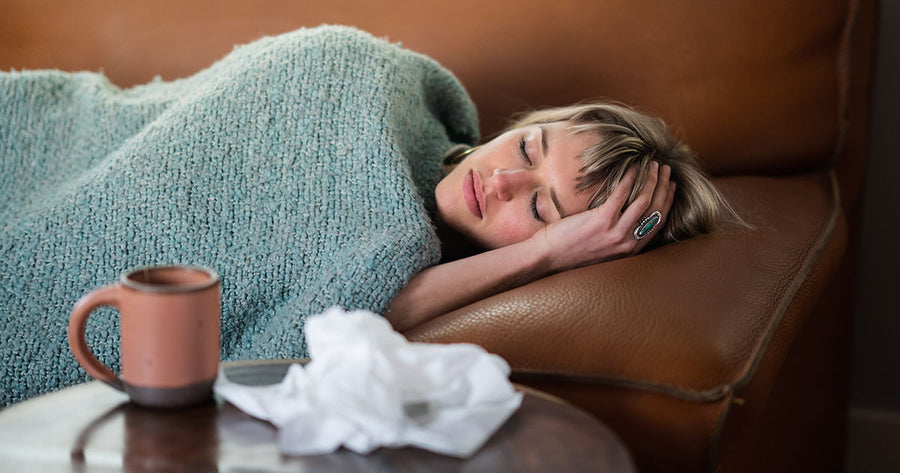 Woman suffering from poor immune health