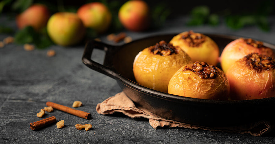 Baked Apples with Gaia Herbs Black Elderberry Syrup inside