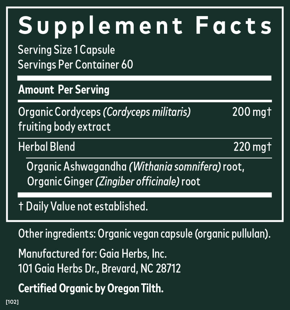 Gaia Herbs Adaptogen Performance Supplement Facts